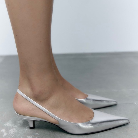 ❌SOLD❌NWT Zara Leather Slingback Shoes Size 7.5(38) - Picture 6 of 10